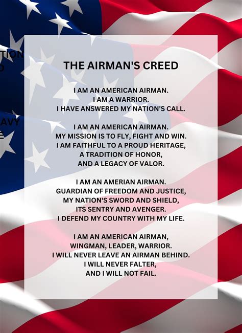 THE AIRMANS CREED Wall Art 8x10 Art Print Framed Or Unframed Free