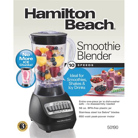 Smoothie Blender With Oz Plastic Jar Hamiltonbeach