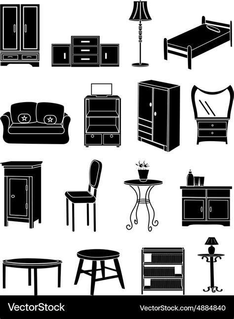 Furniture Icons Set Royalty Free Vector Image Vectorstock