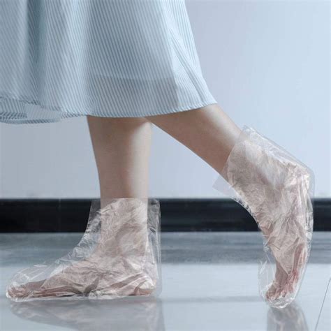 4Pcs 100x Disposable Plastic Foot Covers Bags Clear Booties Paraffin