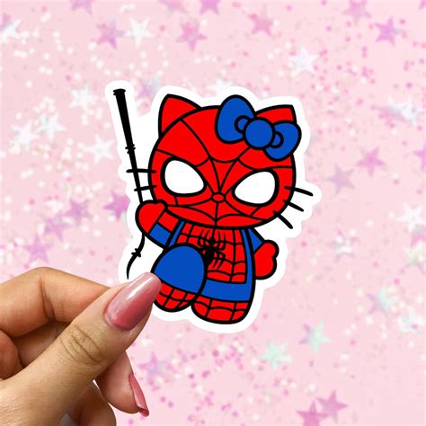 Spider Man Hello Kitty Sticker Hello Kitty Laptop Sticker Spiderman