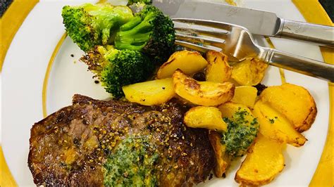 Rumpsteak In Airfryer Steak Mit Kartoffeln Um Broccoli Steak With