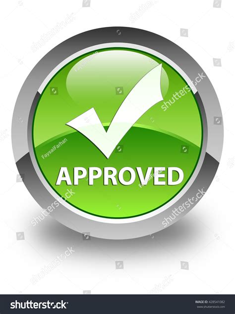 Approved Validate Icon Glossy Green Round Stock Illustration