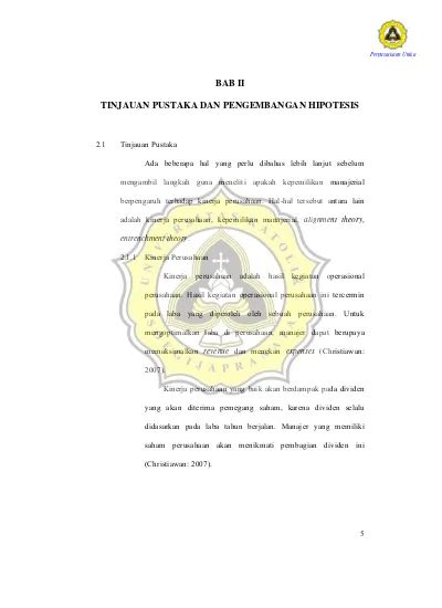 Bab Ii Tinjauan Pustaka Dan Pengembangan Hipotesis Pengaruh