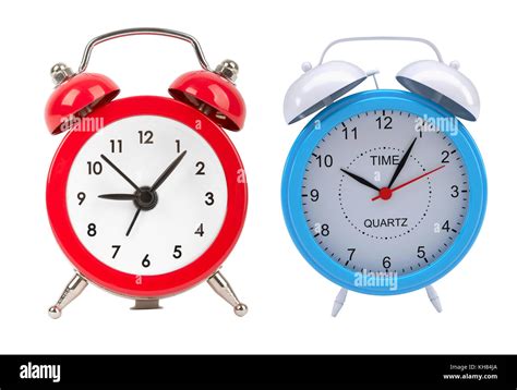 Set of alarm clocks. Isolated on white Stock Photo - Alamy