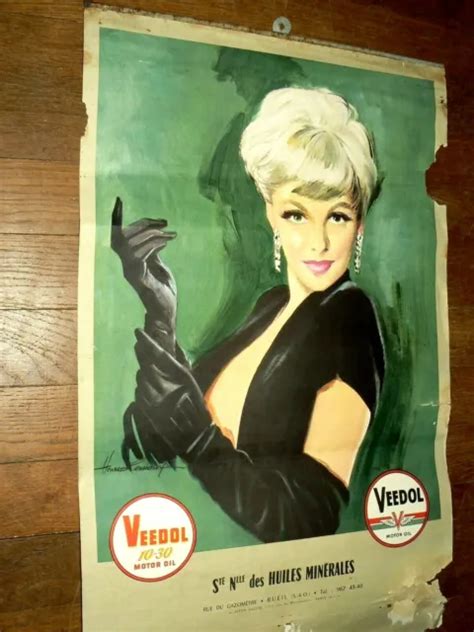 Calendrier Huile Veedol An Pin Up Femme Calendar Affiche Poster