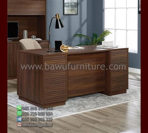 Meja Direktur Minimalis Kayu Jati Model Modern Murah Bawu Furniture