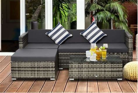 Outsunny 5 Piece Garden Sofa Set Striped Absolute Home