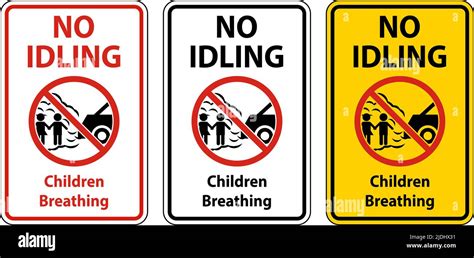 No Idling Children Breathing Sign On White Background Stock Vector