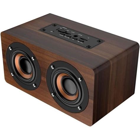 Enceinte Bluetooth En Bois Haut Parleur Bois Subwoofer Radio Fm