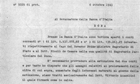 Mussolini E Loro Sottratto Alla Banca Ditalia I Documenti Inediti