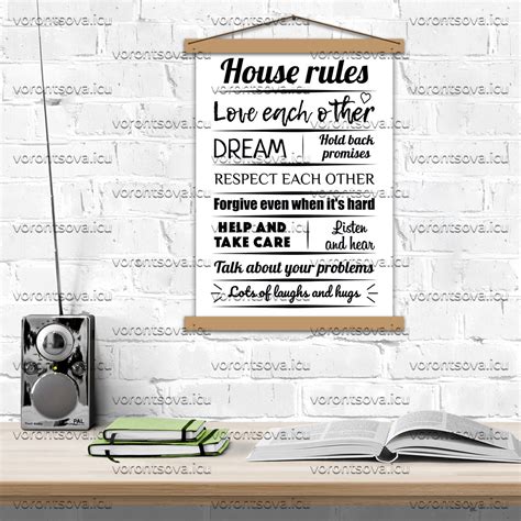 Buy Printable wall art (poster layout) «House rules white» on VICU digital Shop