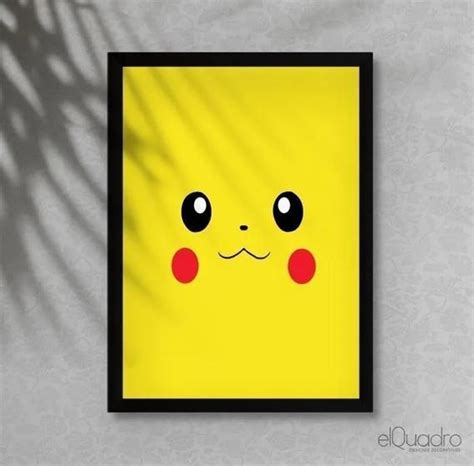 Quadro Pikachu Pokemon Minimista C Moldura E Vidro A Elquadro