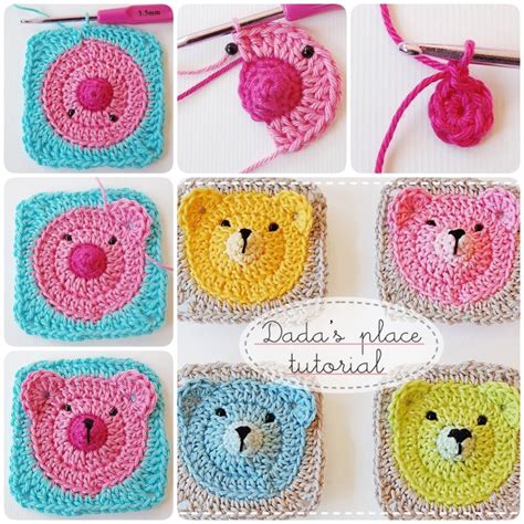 Crochet Teddy Bear Granny Square Baby Blanket