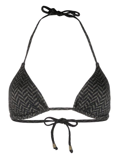 TWINSET Herringbone Pattern Triangle Cup Bikini Top Farfetch