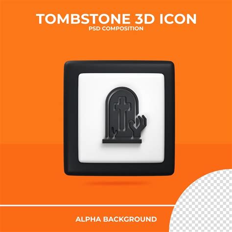 Premium Psd Tombstone 3d Rendering Icon Halloween Premium Psd