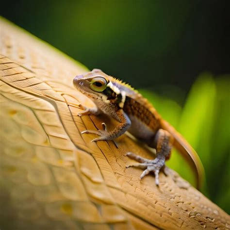 Un Lagarto Con Una Cabeza Verde Y Una Cabeza Verde Foto Premium