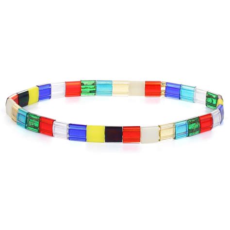 KELITCH Tila Miyuki Beads Bracelets Colorful Strand Stretch Bracelets