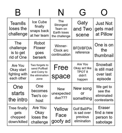 Tpot Predictions Bingo Card