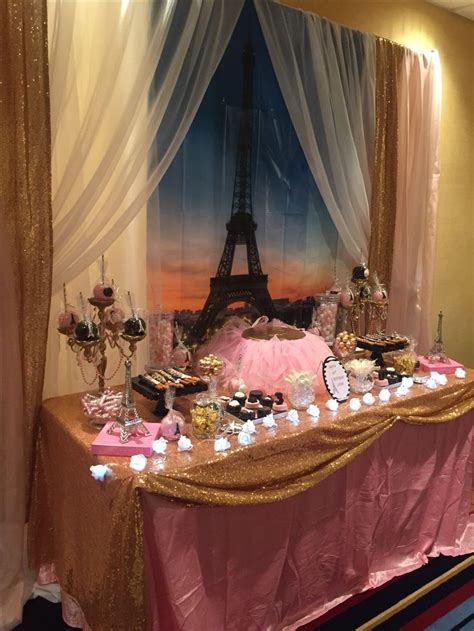 A Night In Paris Backdrop And Candy Table Paris Themed Birthday Party Paris Party Paris Theme