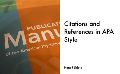 Citations And References In Apa Style Ppt