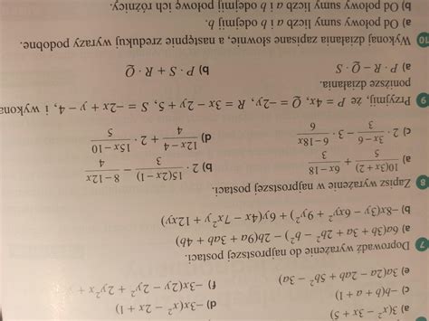 Doprowadz wyrażenie do najprostszej postaci proszę o zadania 7 8 9 z