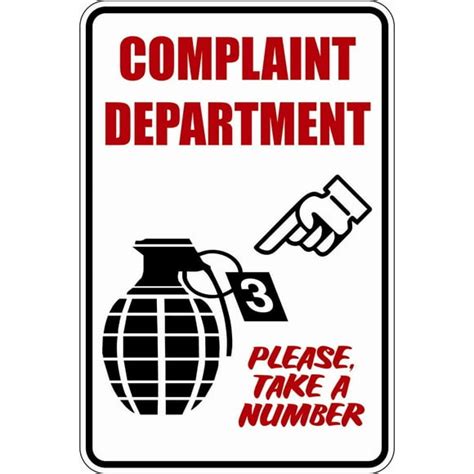 Complaint Department Sign