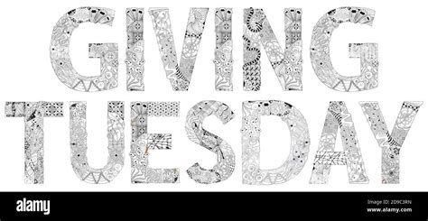 Words With Giving Tuesday Vector Decorative Zentangle Object For