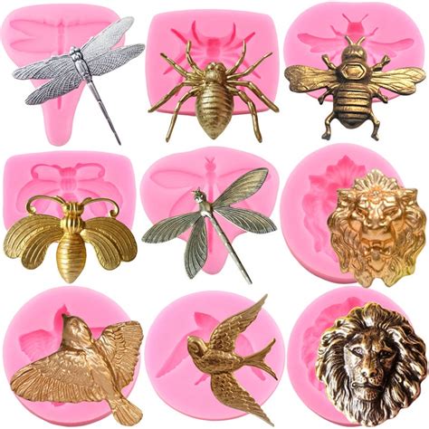 Bird Silicone Epoxy Resin Plaster Mould Lion Dragonfly Cake Mold Bee