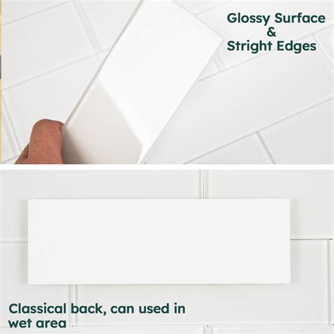 Diflart White Glass Subway Tiles 3 X 9 Inch Glossy Gs30