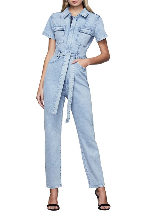 Good American Fit For Success Belted Denim Jumpsuit Hautelook