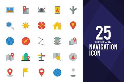 Premium Vector 25 Navigation Flat Icon Pack Vector Illustration