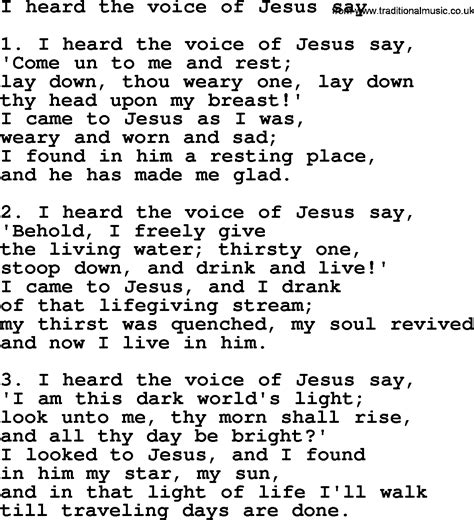 Presbyterian Hymn I Heard The Voice Of Jesus Say Lyrics And PDF