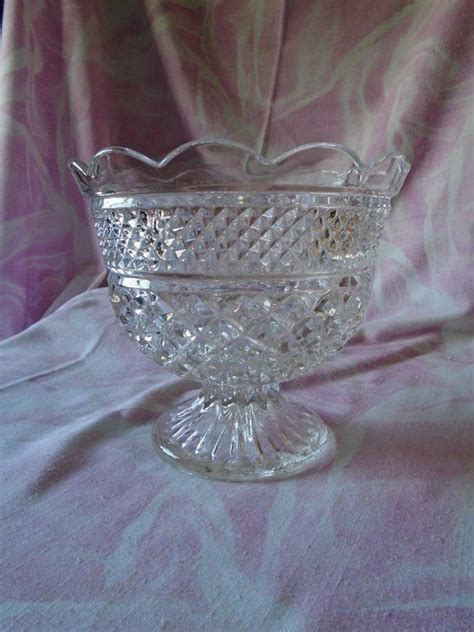 Vintage Clear Pressed Glass Wexford Pattern Compote Pedestal Etsy Crystal Glassware