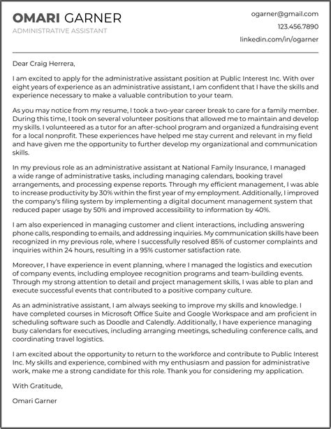 cover letters for administrative assistant 4