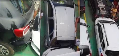 Motorista Perde Controle Do Carro E Causa Engavetamento Dentro De Ferry