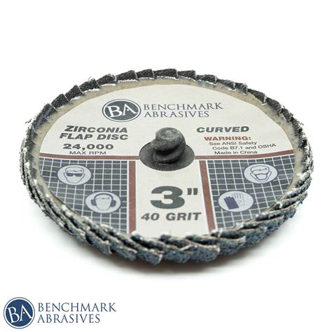 3 Curved Quick Change Type R Zirconia Flap Discs Benchmark Abrasives