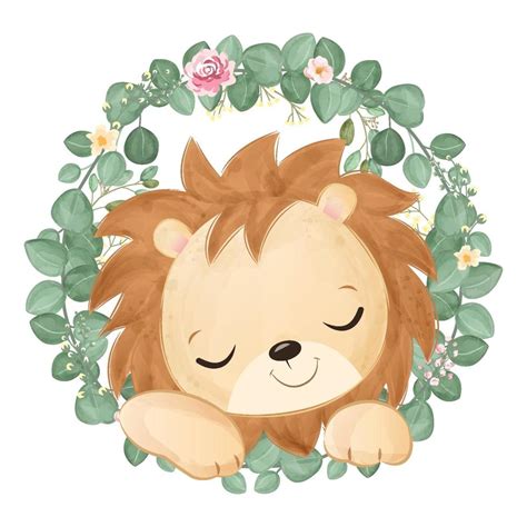 Cute baby lion in watercolor illustration 2764184 Vector Art at Vecteezy