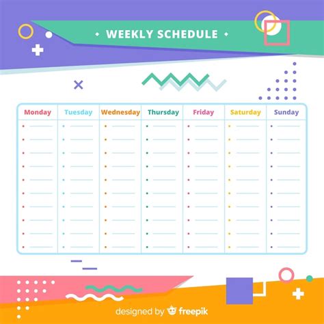 Plantilla Moderna De Horario Semanal Con Formas Geom Tricas Vector Gratis