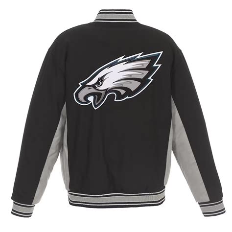 Wool Philadelphia Eagles Varsity Black and Gray Jacket - Jackets Masters