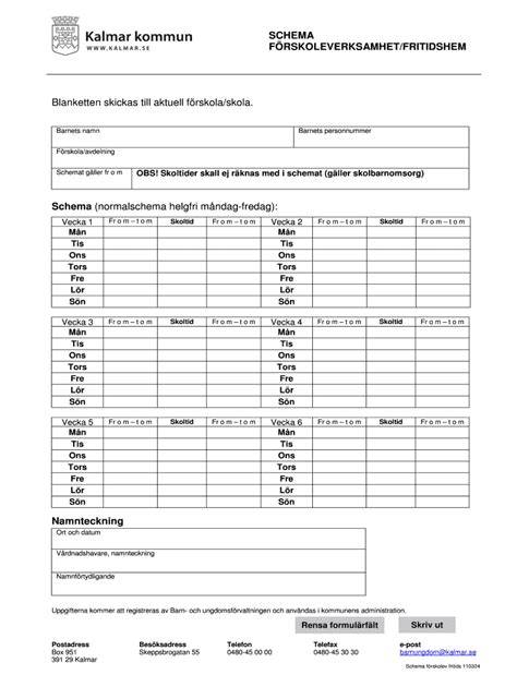 Fillable Online Blanketten Skickas Till Aktuell Frskolaskola Fax Email