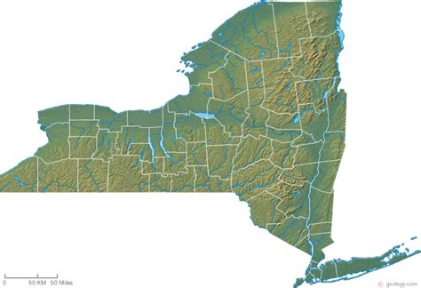 Topo Map Of New York State United States Map