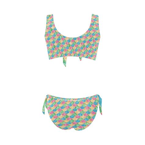 Mermaid Scales Bow Tie Front Bikini Swimsuit Model S38 ID D7315818