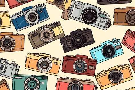 Premium AI Image | Wallpaper with pattern of colorful retro cameras