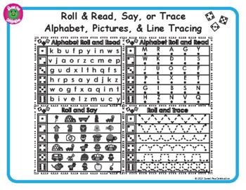 Alphabet Roll and Read, Say or Trace by Sweet Pea Celebration | TpT