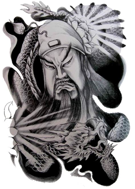 China Guan Yu Black Totem Large 825 Half Sleeve Arm Tattoo Fake Tatto