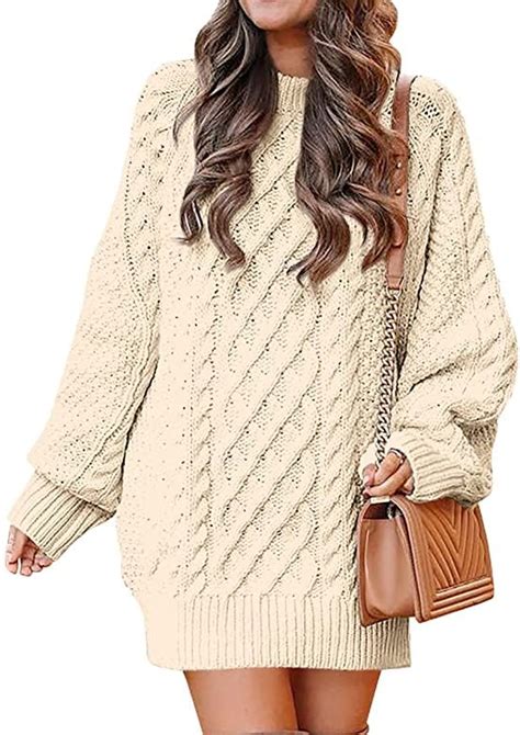 Anrabess Women Long Sleeve Oversized Cable Knit Chunky Baggy Loose