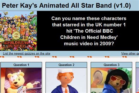 Quizardry Answers: Peter Kay's Animated All Star Band (v1.0)