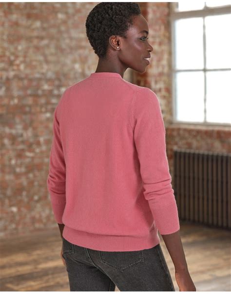 Tea Rose Cashmere V Neck Cardigan Pure Collection