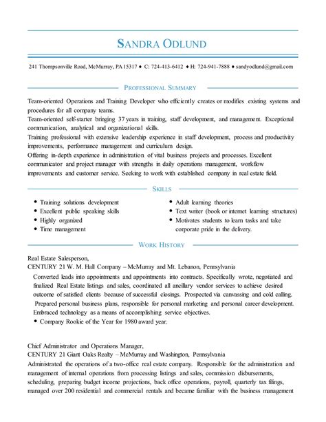 Sandra Odlund Resume Pdf